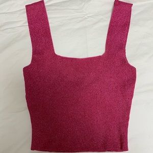 Superdown pink glittery square neck top